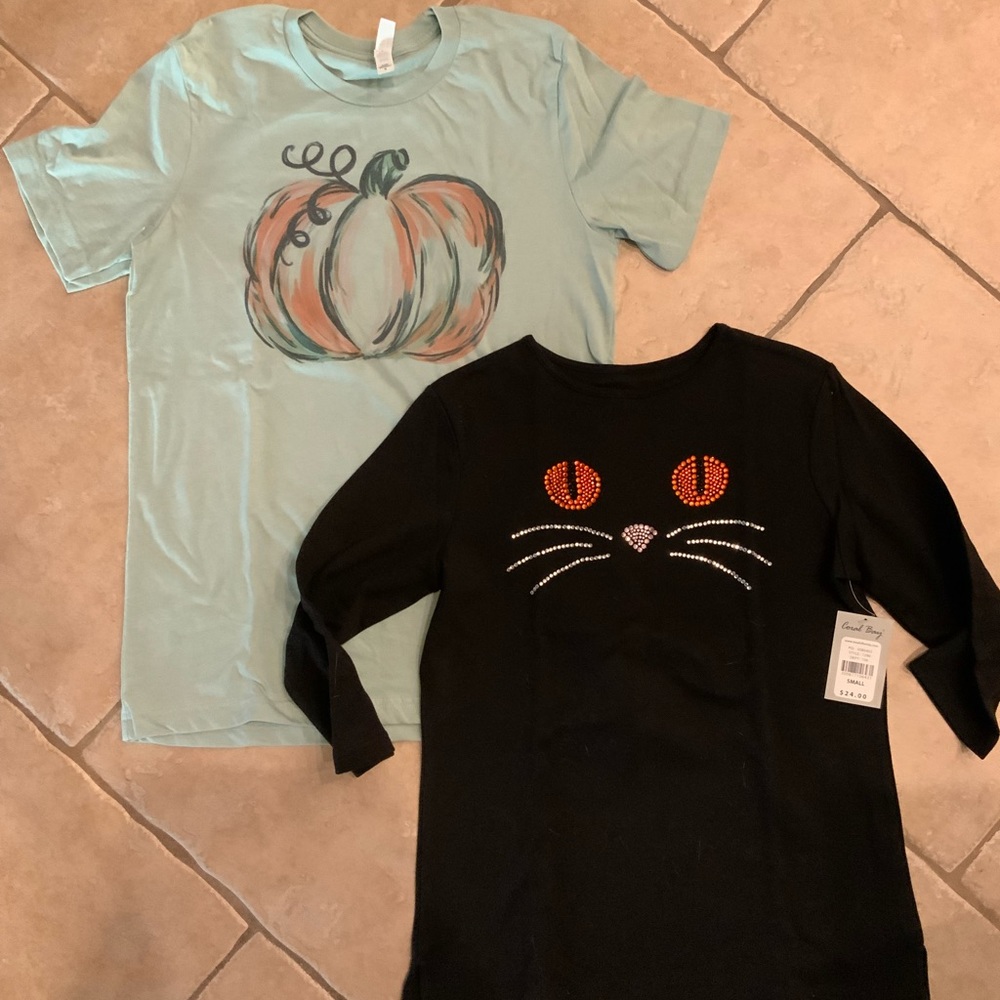 NWT & NWOT Bundle of 2 Fall Themed Shirts Sizes Medium & Small